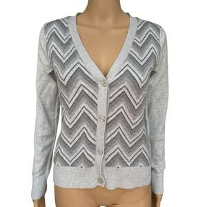 Banana Republic Womens Heather Gray Zig-zag V-neck Sweater Size S